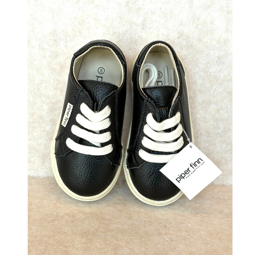 Piper Finn Low Top Sneakers Size 5 Black Leather Oxford Shoes NWT